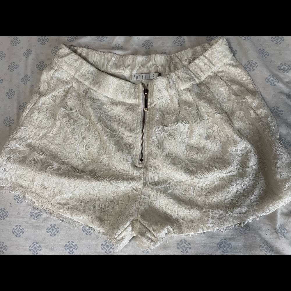 White lace summer shorts